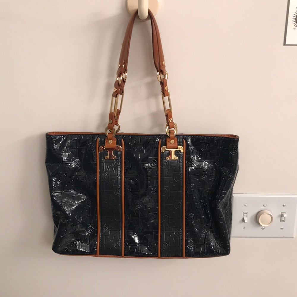 Great condition Tory Burch Navy Blue Tote Purse